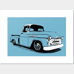 1957 Chevy 3100 - monochrome Posters and Art